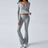 Gray long-sleeve top and pants set